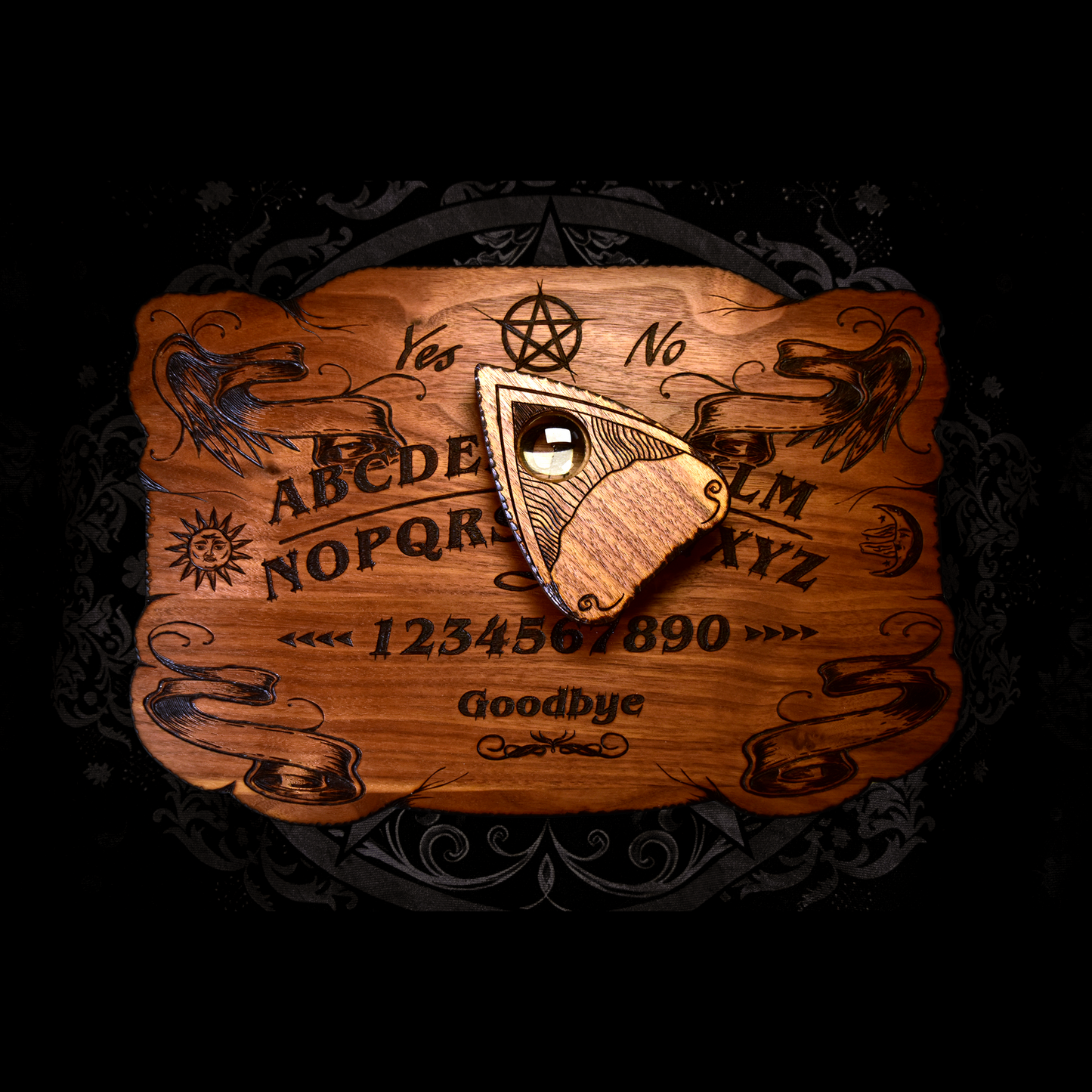 Beatus Lignum Elegant Wood Ouija Board - Hand Burned